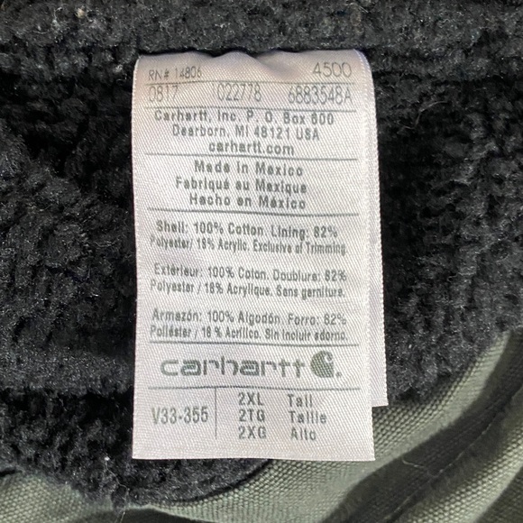 Carhartt 2XL Tall Green Black Vest with Pockets V33-355 - Sherpa lined, heavy - Picture 6 of 10